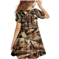 Native American Skull Family Matching Mermaid Dress and Hawaiian Shirt with Tribal Prints - Wonder Print Shop