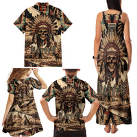 Native American Skull Family Matching Tank Maxi Dress and Hawaiian Shirt with Tribal Prints - Wonder Print Shop