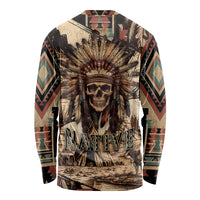 Native American Skull Long Sleeve Shirt with Tribal Prints - Wonder Print Shop