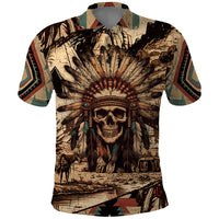 Native American Skull Polo Shirt with Tribal Prints - Wonder Print Shop