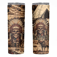 Native American Skull Skinny Tumbler with Tribal Prints - Wonder Print Shop