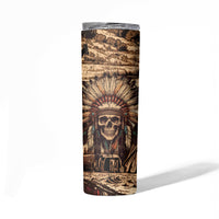 Native American Skull Skinny Tumbler with Tribal Prints - Wonder Print Shop