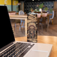 Native American Skull Skinny Tumbler with Tribal Prints - Wonder Print Shop