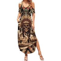 Native American Skull Summer Maxi Dress with Tribal Prints - Wonder Print Shop