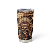 Native American Skull Tumbler Cup with Tribal Prints - Wonder Print Shop