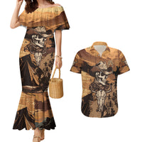 Skull Cowboy Couples Matching Mermaid Dress and Hawaiian Shirt Rise Em Cowboy - Wonder Print Shop