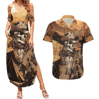 Skull Cowboy Couples Matching Summer Maxi Dress and Hawaiian Shirt Rise Em Cowboy - Wonder Print Shop