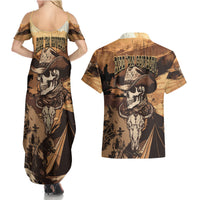 Skull Cowboy Couples Matching Summer Maxi Dress and Hawaiian Shirt Rise Em Cowboy - Wonder Print Shop