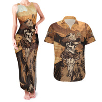 Skull Cowboy Couples Matching Tank Maxi Dress and Hawaiian Shirt Rise Em Cowboy - Wonder Print Shop