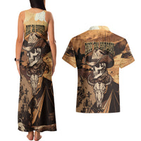 Skull Cowboy Couples Matching Tank Maxi Dress and Hawaiian Shirt Rise Em Cowboy - Wonder Print Shop