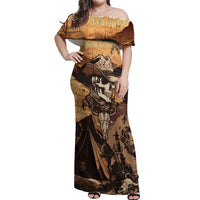 Skull Cowboy Off Shoulder Maxi Dress Rise Em Cowboy - Wonder Print Shop