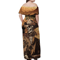 Skull Cowboy Off Shoulder Maxi Dress Rise Em Cowboy - Wonder Print Shop