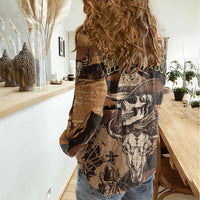 Skull Cowboy Women Casual Shirt Rise Em Cowboy - Wonder Print Shop