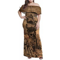 Skull Pirate Family Matching Off Shoulder Maxi Dress and Hawaiian Shirt Revenge Vintage Style Art - Wonder Print Shop