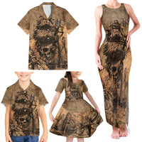 Skull Pirate Family Matching Tank Maxi Dress and Hawaiian Shirt Revenge Vintage Style Art - Wonder Print Shop