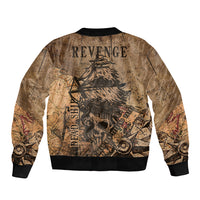 Skull Pirate Sleeve Zip Bomber Jacket Revenge Vintage Style Art - Wonder Print Shop