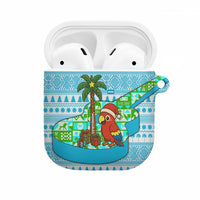 Honduras Christmas AirPods Case with Santa Parrot Palm Tree and Tropical Gift Pattern Design - Wonder Print Shop