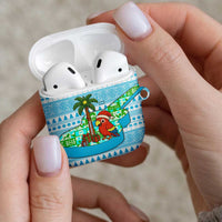 Honduras Christmas AirPods Case with Santa Parrot Palm Tree and Tropical Gift Pattern Design - Wonder Print Shop