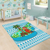 Honduras Christmas Area Rug with Santa Parrot Palm Tree and Tropical Gift Pattern Design - Wonder Print Shop