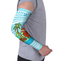 Honduras Christmas Arm Sleeves with Santa Parrot Palm Tree and Tropical Gift Pattern Design - Wonder Print Shop