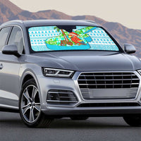 Honduras Christmas Auto Sun Shade with Santa Parrot Palm Tree and Tropical Gift Pattern Design - Wonder Print Shop