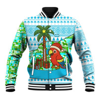 Honduras Christmas Baseball Jacket with Santa Parrot Palm Tree and Tropical Gift Pattern Design - Wonder Print Shop