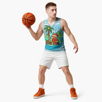 Honduras Christmas Basketball Jersey with Santa Parrot Palm Tree and Tropical Gift Pattern Design - Wonder Print Shop