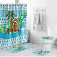 Honduras Christmas Bathroom Set with Santa Parrot Palm Tree and Tropical Gift Pattern Design - Wonder Print Shop