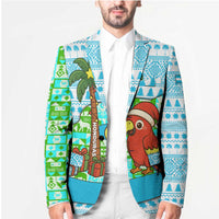 Honduras Christmas Blazer with Santa Parrot Palm Tree and Tropical Gift Pattern Design - Wonder Print Shop