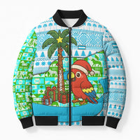Honduras Christmas Bomber Puffer Jacket with Santa Parrot Palm Tree and Tropical Gift Pattern Design - Wonder Print Shop