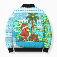 Honduras Christmas Bomber Puffer Jacket with Santa Parrot Palm Tree and Tropical Gift Pattern Design - Wonder Print Shop
