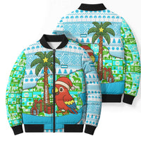Honduras Christmas Bomber Puffer Jacket with Santa Parrot Palm Tree and Tropical Gift Pattern Design - Wonder Print Shop