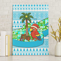 Honduras Christmas Canvas Wall Art with Santa Parrot Palm Tree and Tropical Gift Pattern Design - Wonder Print Shop