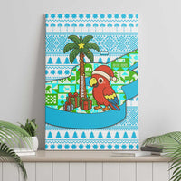 Honduras Christmas Canvas Wall Art with Santa Parrot Palm Tree and Tropical Gift Pattern Design - Wonder Print Shop