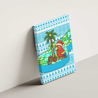 Honduras Christmas Canvas Wall Art with Santa Parrot Palm Tree and Tropical Gift Pattern Design - Wonder Print Shop