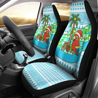 Honduras Christmas Car Seat Cover with Santa Parrot Palm Tree and Tropical Gift Pattern Design - Wonder Print Shop