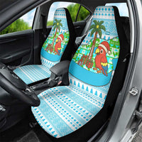 Honduras Christmas Car Seat Cover with Santa Parrot Palm Tree and Tropical Gift Pattern Design - Wonder Print Shop