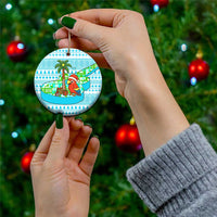 Honduras Christmas Ceramic Ornament with Santa Parrot Palm Tree and Tropical Gift Pattern Design - Wonder Print Shop