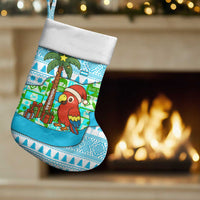Honduras Christmas Stocking with Santa Parrot Palm Tree and Tropical Gift Pattern Design - Wonder Print Shop