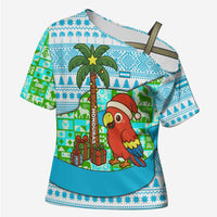 Honduras Christmas Cross Shoulder Shirt with Santa Parrot Palm Tree and Tropical Gift Pattern Design - Wonder Print Shop