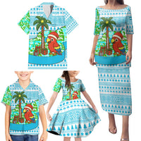 Honduras Christmas Family Matching Puletasi and Hawaiian Shirt with Santa Parrot Palm Tree and Tropical Gift Pattern Design - Wonder Print Shop