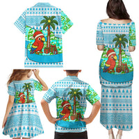Honduras Christmas Family Matching Puletasi and Hawaiian Shirt with Santa Parrot Palm Tree and Tropical Gift Pattern Design - Wonder Print Shop