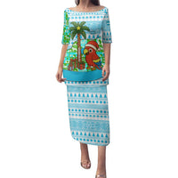 Honduras Christmas Family Matching Puletasi and Hawaiian Shirt with Santa Parrot Palm Tree and Tropical Gift Pattern Design - Wonder Print Shop