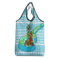 Honduras Christmas Grocery Bag with Santa Parrot Palm Tree and Tropical Gift Pattern Design - Wonder Print Shop