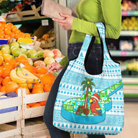 Honduras Christmas Grocery Bag with Santa Parrot Palm Tree and Tropical Gift Pattern Design - Wonder Print Shop