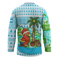 Honduras Christmas Hockey Jersey with Santa Parrot Palm Tree and Tropical Gift Pattern Design - Wonder Print Shop