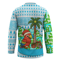 Honduras Christmas Hockey Jersey with Santa Parrot Palm Tree and Tropical Gift Pattern Design - Wonder Print Shop