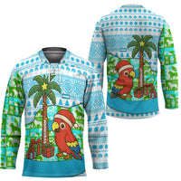Honduras Christmas Hockey Jersey with Santa Parrot Palm Tree and Tropical Gift Pattern Design - Wonder Print Shop