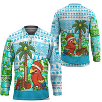 Honduras Christmas Hockey Jersey with Santa Parrot Palm Tree and Tropical Gift Pattern Design - Wonder Print Shop