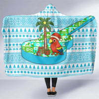 Honduras Christmas Hooded Blanket with Santa Parrot Palm Tree and Tropical Gift Pattern Design - Wonder Print Shop